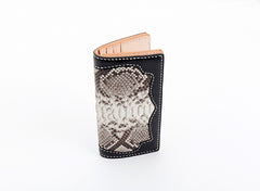 Cool Black Snakeskin Leather Mens Long Wallet Handmade Bifold Long Wallet For Men - iwalletsmen