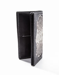 Cool Black Snakeskin Leather Mens Long Wallet Handmade Bifold Long Wallet For Men - iwalletsmen