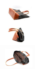 Black Vintage Leather Men Womens Large Tote Bag Brown Shoulder Tote Bag Shopper Tote For Men - iwalletsmen