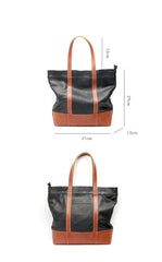 Black Vintage Leather Men Womens Large Tote Bag Brown Shoulder Tote Bag Shopper Tote For Men - iwalletsmen