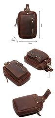 Black Vintage Leather Mens Belt Pouch Belt Bag Hip Pouch Waist Bags Dark Brown For Men - iwalletsmen