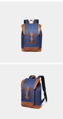 Blue Nylon Leather Mens Large 14'' Laptop Backpack College Backpack Travel Backpack for Men - iwalletsmen