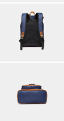 Blue Nylon Leather Mens Large 14'' Laptop Backpack College Backpack Travel Backpack for Men - iwalletsmen