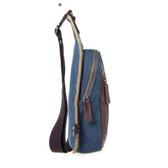 Blue Canvas Sling Backpack Men's Sling Bag Khaki Chest Bag Canvas One shoulder Backpack For Men - iwalletsmen