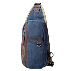 Blue Canvas Sling Backpack Men's Sling Bag Khaki Chest Bag Canvas One shoulder Backpack For Men - iwalletsmen
