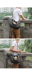 Blue Denim Mens Womens Casual Large Handbag Messenger Bags Jean Handbags Shoulder Bag For Men - iwalletsmen
