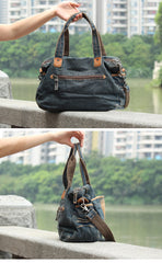 Blue Denim Mens Womens Casual Large Handbag Messenger Bags Jean Handbags Shoulder Bag For Men - iwalletsmen