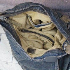 Blue Denim Mens Casual Large Square Messenger Bags Jean Postman Bag Courier Bag For Men - iwalletsmen
