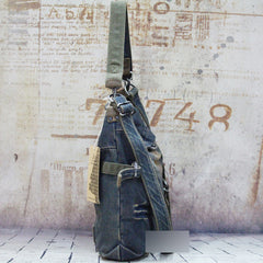 Blue Denim Mens Casual Large Square Messenger Bags Jean Postman Bag Courier Bag For Men - iwalletsmen