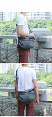 Blue Denim Mens Casual Messenger Bag Jean Side Bag Postman Bags Courier Bag For Men - iwalletsmen