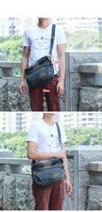 Blue Denim Mens Casual Messenger Bag Jean Side Bag Postman Bags Courier Bag For Men - iwalletsmen