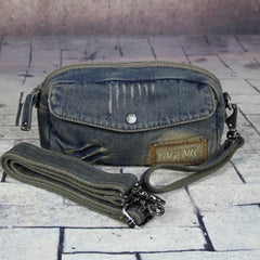 Blue Denim Mens Casual Small Messenger Bags Jean Clutch Bag Courier Bag For Men - iwalletsmen