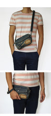 Blue Denim Mens Casual Small Messenger Bags Jean Clutch Bag Courier Bag For Men - iwalletsmen