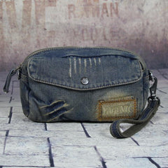 Blue Denim Mens Casual Small Messenger Bags Jean Clutch Bag Courier Bag For Men - iwalletsmen