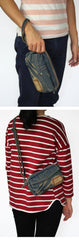 Blue Denim Mens Casual Small Messenger Bags Jean Clutch Bag Courier Bag For Men - iwalletsmen
