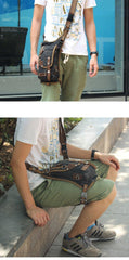 Black Denim Mens Casual Small Belt Bag Fanny Pack Messenger Bag Green Jean Waist Bag DropLeg Bags For Men - iwalletsmen