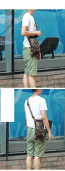 Black Denim Mens Casual Small Belt Bag Fanny Pack Messenger Bag Green Jean Waist Bag DropLeg Bags For Men - iwalletsmen
