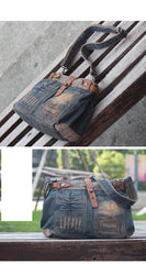 Blue Denim Mens Casual Small Messenger Bags Jean Postman Bag Courier Bag For Men - iwalletsmen