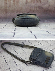 Blue Denim Mens Casual Small Vertical Messenger Bag Jean Side Bag Courier Bag For Men - iwalletsmen