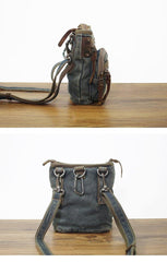Blue Denim Mens Casual Small Vertical Messenger Bag Jean Belt Bag Belt Pouch For Men - iwalletsmen