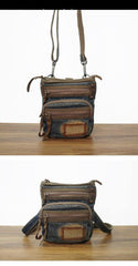 Blue Denim Mens Casual Small Vertical Messenger Bag Jean Belt Bag Belt Pouch For Men - iwalletsmen