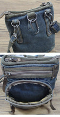 Blue Denim Mens Casual Small Vertical Messenger Bag Jean Belt Bag Belt Pouch For Men - iwalletsmen