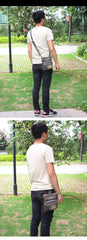 Blue Denim Mens Casual Small Vertical Messenger Bag Jean Belt Bag Belt Pouch For Men - iwalletsmen