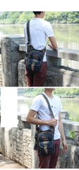 Blue Denim Mens Casual Small Side Bag Vertical Messenger Bags Jean Courier Bag For Men - iwalletsmen