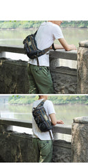 Blue Denim Mens Casual Waist Bag Fanny Packs Blue Jean Hip Bag Bum Bags For Men - iwalletsmen