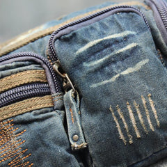 Blue Denim Mens Casual Waist Bag Fanny Packs Blue Jean Hip Bag Bum Bags For Men - iwalletsmen