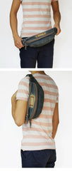 Blue Denim Mens Casual Waist Bag Fanny Pack Blue Jean Hip Bag Bum Bag For Men - iwalletsmen