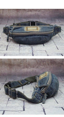 Blue Denim Mens Casual Waist Bag Fanny Pack Blue Jean Hip Bag Bum Bag For Men - iwalletsmen