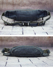 Blue Denim Mens Casual Waist Bag Fanny Pack Blue Jean Hip Bag Bum Bag For Men - iwalletsmen