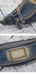 Blue Denim Mens Casual Waist Bag Fanny Pack Blue Jean Hip Bag Bum Bag For Men - iwalletsmen