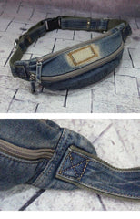 Blue Denim Mens Casual Waist Bag Fanny Pack Blue Jean Hip Bag Bum Bag For Men - iwalletsmen