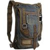 Blue Denim Canvas Mens Biker Waist Bag DropLeg Bag Belt Pouch Small Messenger Bag For Men - iwalletsmen