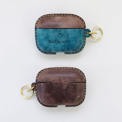 Leather AirPods Pro Case with Wristlet Strap Contrast Color Leather AirPods Case Airpod Case Cover - iwalletsmen