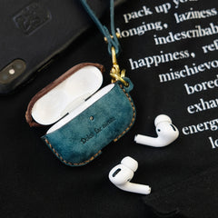 Leather AirPods Pro Case with Wristlet Strap Contrast Color Leather AirPods Case Airpod Case Cover - iwalletsmen