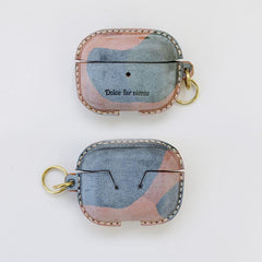 Coffee Leather AirPods Pro Case with Wristlet Strap Contrast Color Leather AirPods Case Airpod Case Cover - iwalletsmen