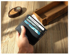 Coffee Leather Mens Front Pocket Wallet Personalized Handmade Slim Card Wallets for Men - iwalletsmen