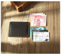 Coffee Leather Mens Front Pocket Wallet Personalized Handmade Slim Card Wallets for Men - iwalletsmen