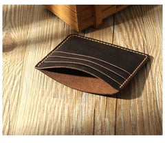 Black Leather Mens Front Pocket Wallet Personalized Handmade Slim Card Wallets for Men - iwalletsmen