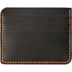 Coffee Leather Mens Front Pocket Wallet Personalized Handmade Slim Card Wallets for Men - iwalletsmen