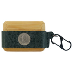 Green Pineapple Spotted Wood Leather AirPods Pro Case with Strap Leather 1,2 AirPods Case Airpod Case Cover - iwalletsmen