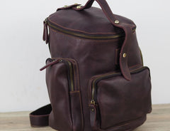Blue Cool Mens Leather Hiking Backpack Travel Backpack Leather Backpack for Men - iwalletsmen