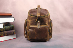 Blue Cool Mens Leather Hiking Backpack Travel Backpack Leather Backpack for Men - iwalletsmen