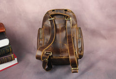 Blue Cool Mens Leather Hiking Backpack Travel Backpack Leather Backpack for Men - iwalletsmen