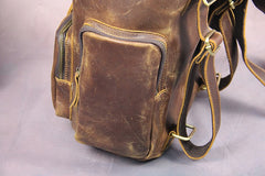 Blue Cool Mens Leather Hiking Backpack Travel Backpack Leather Backpack for Men - iwalletsmen