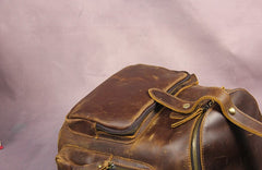 Blue Cool Mens Leather Hiking Backpack Travel Backpack Leather Backpack for Men - iwalletsmen