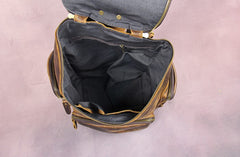 Blue Cool Mens Leather Hiking Backpack Travel Backpack Leather Backpack for Men - iwalletsmen